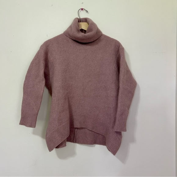 Reiss High Low Hem Turtleneck Wool Sweater in Mauve Pink‎ sz S - Picture 2 of 4